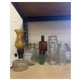 Lot of assorted glasses, bottles, etc
