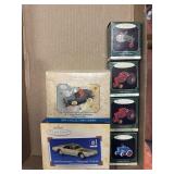 Lot of car and tractor Hallmark ornaments