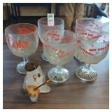 Vintage Budweiser, Coke and misc glasses, plastic