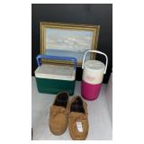 2 Coolers and Size 10 slippers