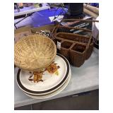 3 baskets and misc plates