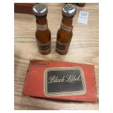 Lot of 2 black label beer bottles with box
