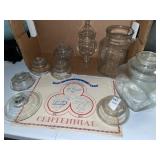 Glass canisters, extra lids & South Fork paper