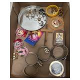 Flat of vintage estate costume rings, bracelets,