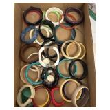 Flat of vintage estate costume bangle bracelets