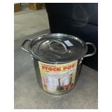 8 quart stainless steel stock pot with a matching