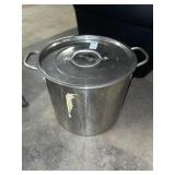 stainless steel stock pot with a matching lid