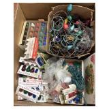 Box of vintage C7 lights and strands