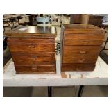 2 vintage wooden desktop chest of drawers