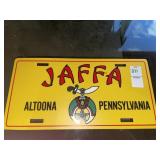 JAFFA Altoona Pa plastic license plate