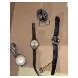 Elgin, American Time and Timex watches, belt