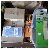 Misc lot of hardware, sand paper, drawer pulls,