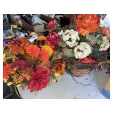 2 faux fall planters