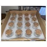 Set of 16 small glass jars with cork stopper