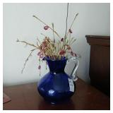Blue glass pitcher