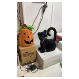 Fiber Optic Cat and Halloween Statue