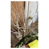 2 Light Up Trees and Faux Plant Basket