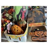 2 box lots Halloween dï¿½cor & costumes