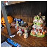 Ceramic pumpkin and other fall decor shelf lot