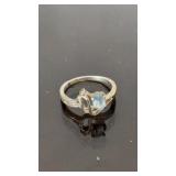 .925 Sterling Silver Blue Topaz Ring