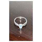.925 Sterling Silver Blue Topaz Ring