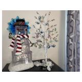 Snowman decor - 18.5 inches h & lighted tree