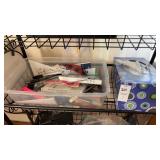 3 shelves of crafting materials, mini craft saw,