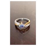 Sterling Silver .925 Blue Gemstone Ring Size 7