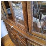 Shelf lot of misc decor, china, candles etc