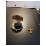 Compact mirror & charm cross