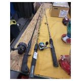 3 fishing poles & reels