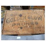 Golden glow prunes wooden box