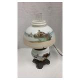 Antique Hand-Painted Coastal Scenic Parlor Lamp