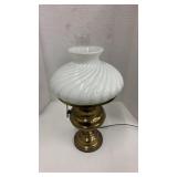 Vintage Swirl Milk Glass Brass Student Lamp