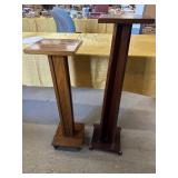 Two vintage wooden plant stands or pedestals 34 &