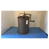 Vintage hand-crank metal butter churn