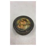 Antique Metal Powder Compact Box with Courting