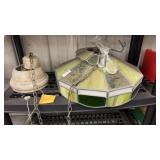 Vintage Swag Light with Stained Glass Shade - as