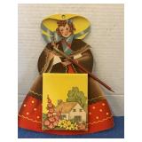 Vintage die-cut paper doll memo pad and pencil