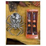 Witch candles and spider candy dish