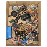 Flat of vintage cast iron figures
