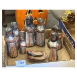Vintage Tonalï¿½ Mexican folk art clay nativity set