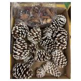 Flat of pinecones and scented potpourri