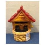 Vintage Chalkware wishing well string holder with