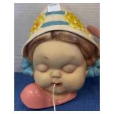 Vintage Hbelo (?) stamped chalkware German girl