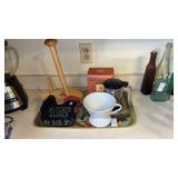 Tea Makers & Vintage tray, towel holder & decor