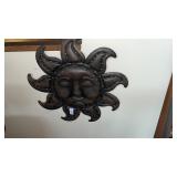 Rustic dark bronze sun face wall plaque 24 in