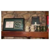 Lot of Slippery Rock Mugs and Diploma Holder