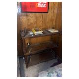 Wooden Shelf and Contents