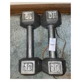 Pair 10-pound hexagonal dumbbells